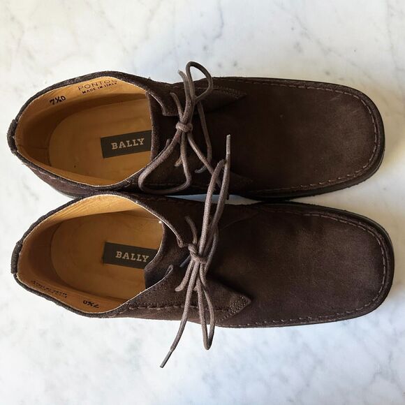 Bally Pontos Chukka Boots Men\'s Size 7.5 D Brown Suede Leather Gum Sole Italy